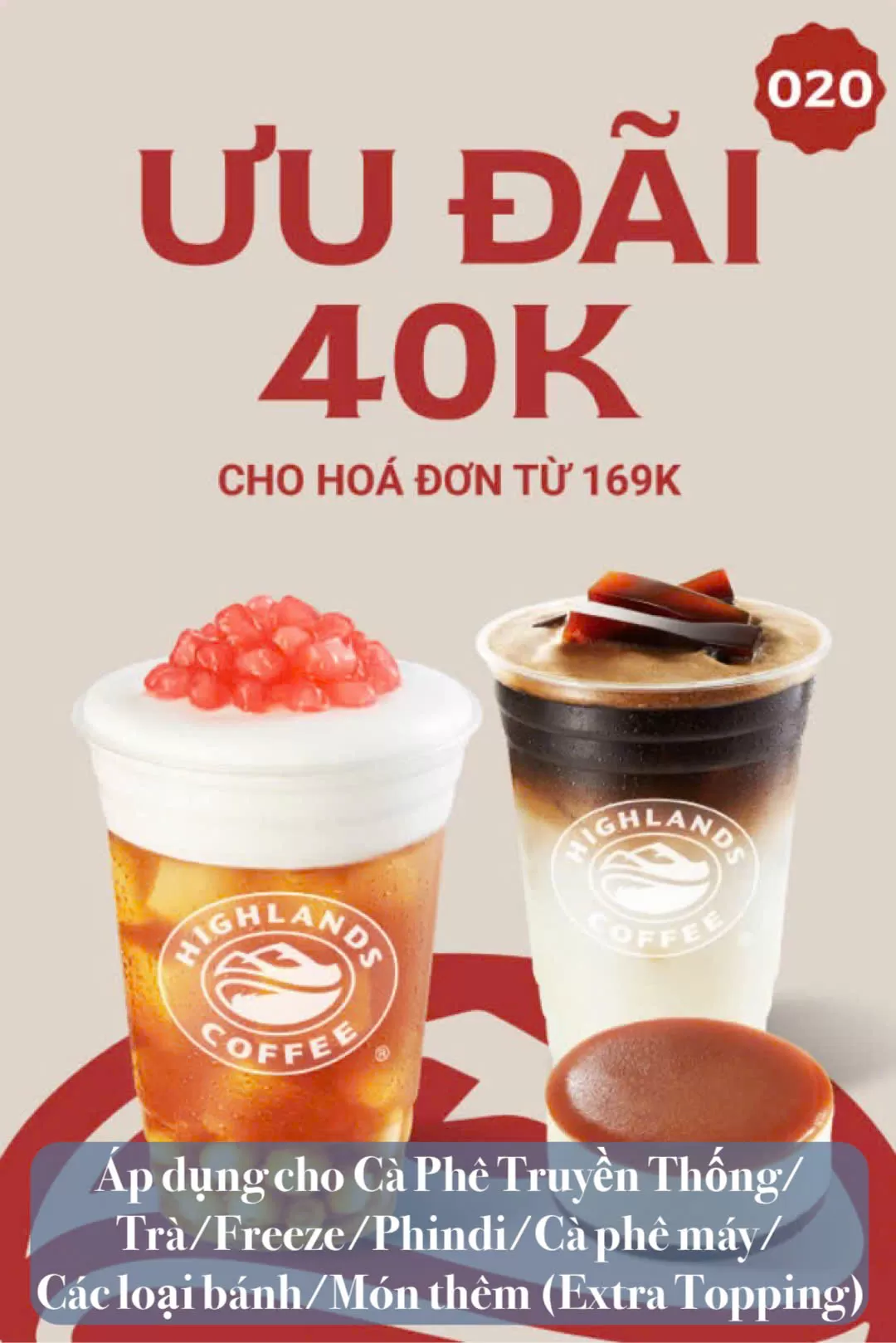 Mã Giảm Giá Highlands giảm 40k/169K